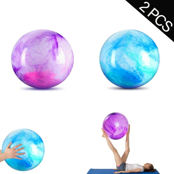 Marbleized Bouncy Balls, 2 Pcs 15 Inch  Inflatable Rubber Playground Sensory Balls Bouncy Toys Balls for Kid Adults Outdoor School Water(Blue and Purple)