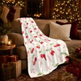 thumbnail image 3 of Cheerful Cherry Pattern Autumn Sofa Organic Repeat, Cozy Botanical Garden Scene, Warm Flannel Blanket for Sunroom and Reading Nook, Garden Lovers Thanksgiving Gift, Artistic Home Decor, 3 of 9
