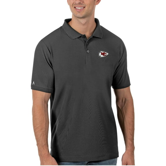 Men's Antigua Charcoal Kansas City Chiefs Legacy Pique Polo