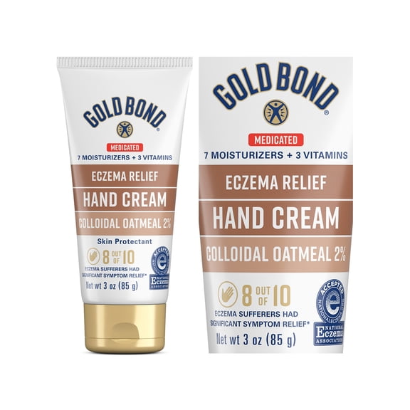 Gold Bond Medicated Eczema Relief Hand Cream, 3 oz., Skin Protectant Cream With 2% Colloidal Oatmeal