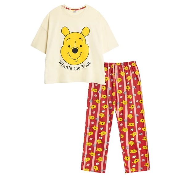 Winnie the Pooh Womens Face Short-Sleeved Long Pyjama Set
