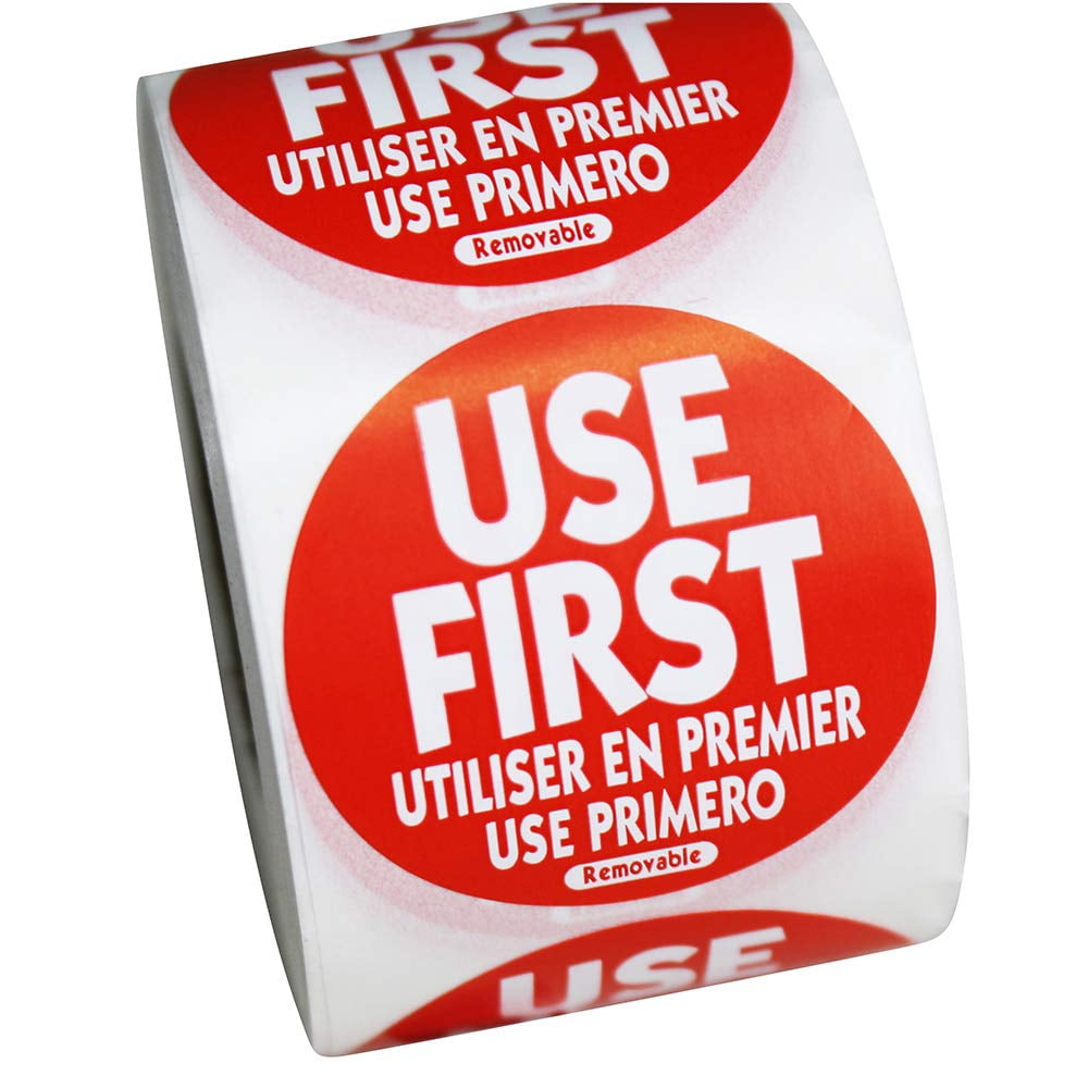 "USE First" Trilingual Removable Label 1.5 Inch Total 500 Labels Per