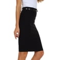 thumbnail image 4 of Knee Length Stretch Pencil Skirt with Skinny Belt - Black - XL, 4 of 4