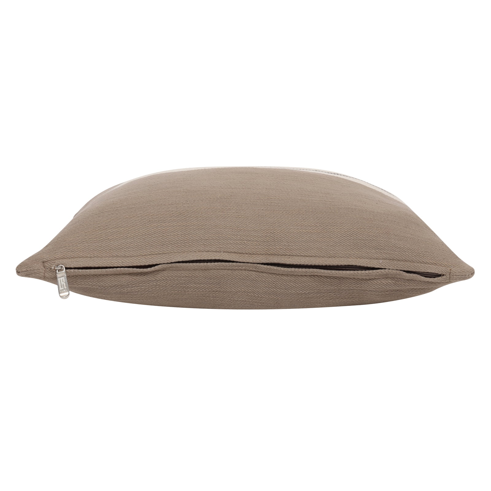 Harlow Hill Xander Taupe/Dark Gray Striped 24" x 24" Cotton Adult Decorative Feather Filled Pillow