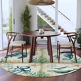 thumbnail image 4 of Ocean Animal Round Living Room Rugs 8 ft, Turtle Seahorse Octopus Whale Compass Vintage Seagrass Washable Large Area Rug with Non-Slip Sturdy Edge Binding Round Carpet for Dining Room Kitchen Office, 4 of 9