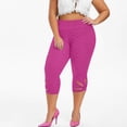 thumbnail image 4 of LYXSSBYX Plus Size Leggings for Women Clearance Fashion Women Plus Size Solid Hollow Elastic Waist Casual Leggings Capris Pants, 4 of 7