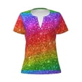 thumbnail image 3 of Naloa Colorful Glitter Print T-Shirts Short Sleeve V Neck Tees for Women Fashion Tops Trendy Lightweight Soft Casual Summer Outfits Clothes, 3 of 5