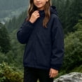 thumbnail image 4 of FAVIPT Waterproof Jacket for Girl Adjustable Drawstring Windproof Hooded Jackets Zip Up Outdoor Coat with Zipper Pockets Black,5-6 Years, 4 of 7