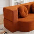 thumbnail image 2 of 2-In-1 Folding Sofa Bed with Pillow, Twin Sleeper Sofa, Floor& Futon Loveseat Couch, Foam Folding Mattress Sleeper for Living Room, Guest Use, Office, Apartment, No Assembly Required (Orange), 2 of 11