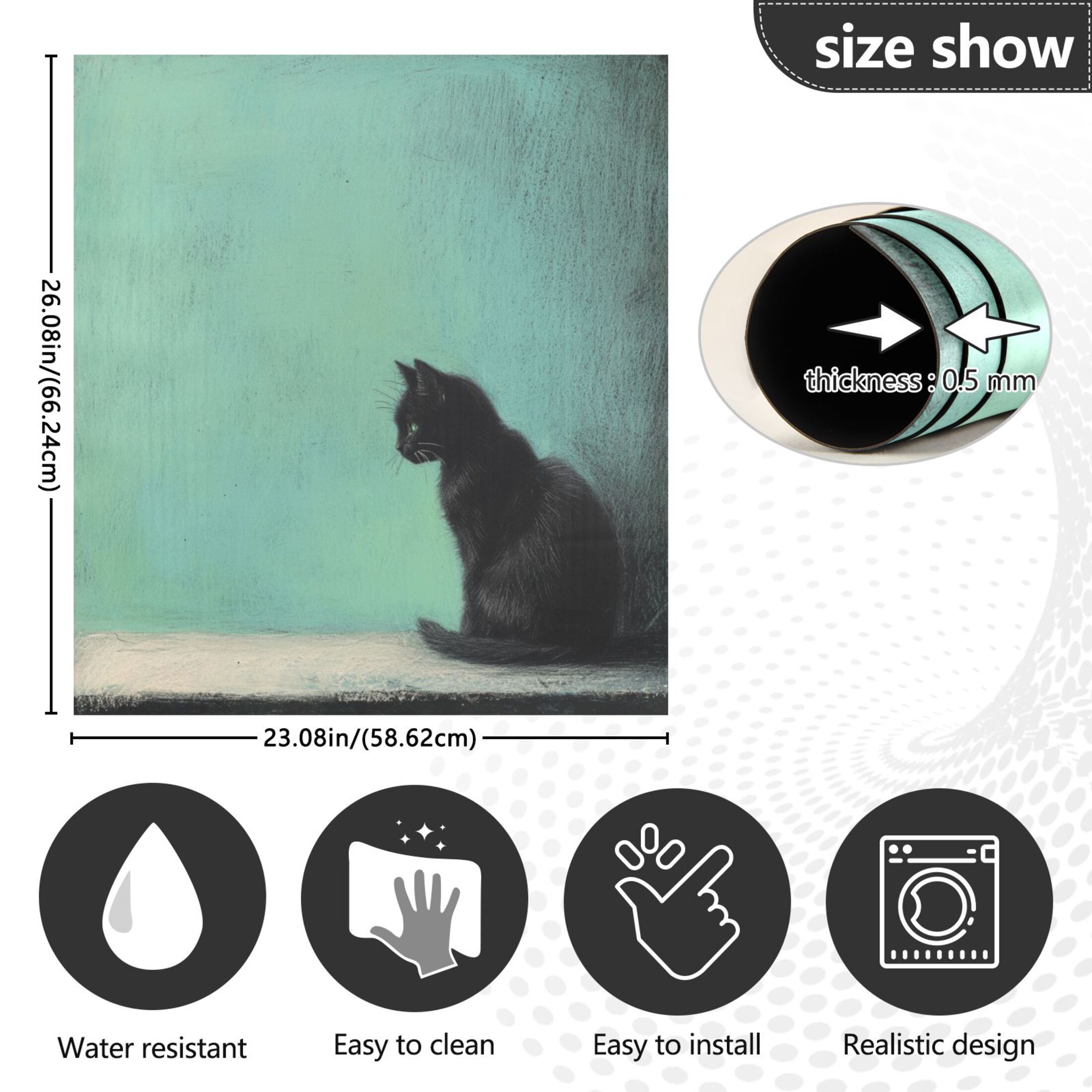 Dishwasher Magnetic Sticker 23x26 Inch Refrigerator Magnetic Sticker Washing Machine Magnetic Sticker Kitchen Panel Magnetic Sticker Home Decor Black Cartoon Cat