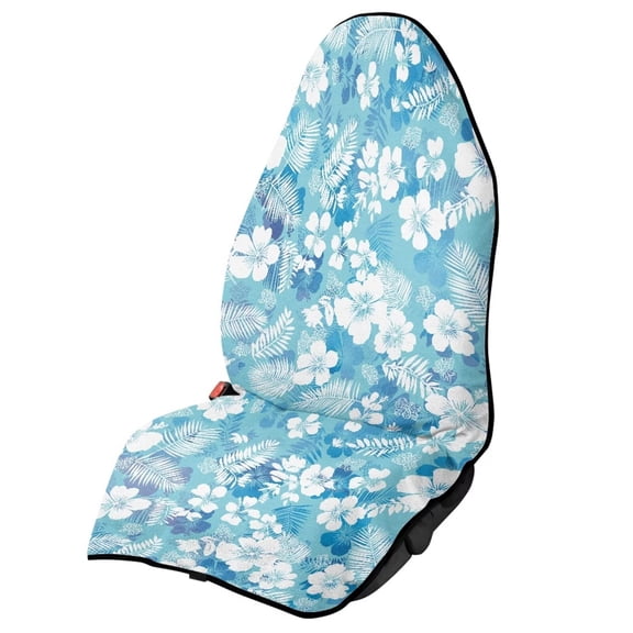 KUIFORTI Hibiscus Palm Print Waterproof Car Seat Cover for Front Seats, Sweat Towel Seat Covers Bucket for Cars, SUVs, Trucks, Keeps Seats Clean for Gym, Running, Swimming