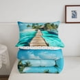 thumbnail image 5 of meiyoeat Tropical Beach Pier Full Size Comforter Sets For Boys,Tree Print Bedding Comforter Set,Polkadot Reversible,3 Pieces,1 Comforter and 2 Pillowcases, 5 of 7