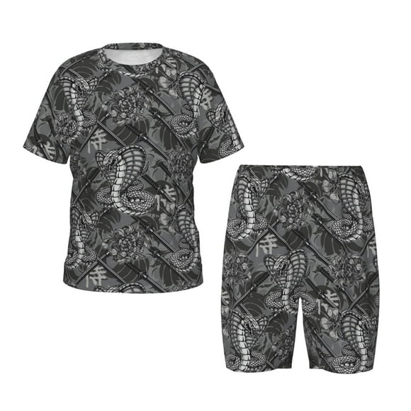 Balery Snake Conjunto de Pijama Infantil de Manga Corta con Estampado – Ropa de Dormir de Algodón Suave-3X-Large