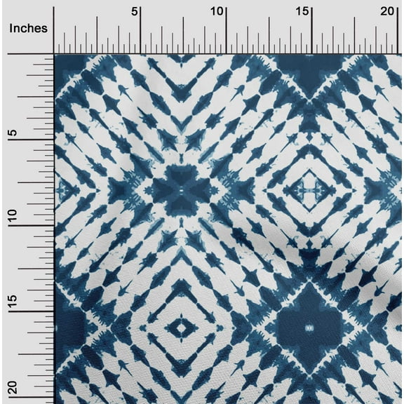 oneOone Cotton Poplin Twill Dark & Blue Fabric Geometric Shibori Sewing Material Print Fabric By The Yard 56 Inch Wide