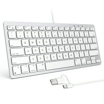 OMOTON Wired Keyboard for Mac – Dual Interface (USB & Type-C), Stable Connection, Plug and Play, Silver