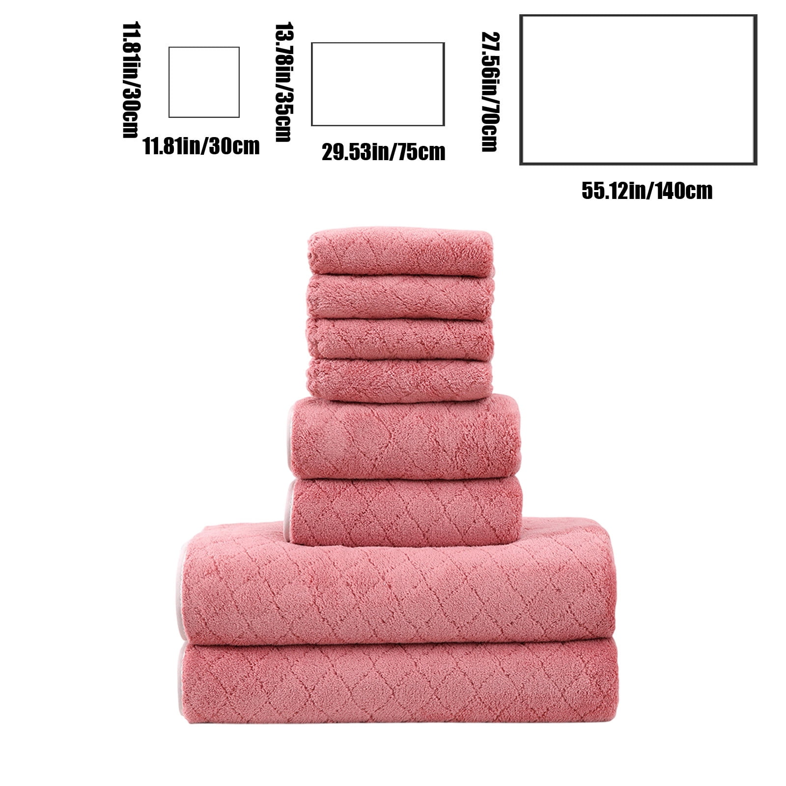 Hiroekza 8-Piece Coral Fleece Bath Towels Set for Bathroom 100% Cotton Towel Set Includes 2 Bath Towels 2 Hand Towels 4 Washcloths for Shower, Spa, Hotel & Home Bathroom Essentials Red