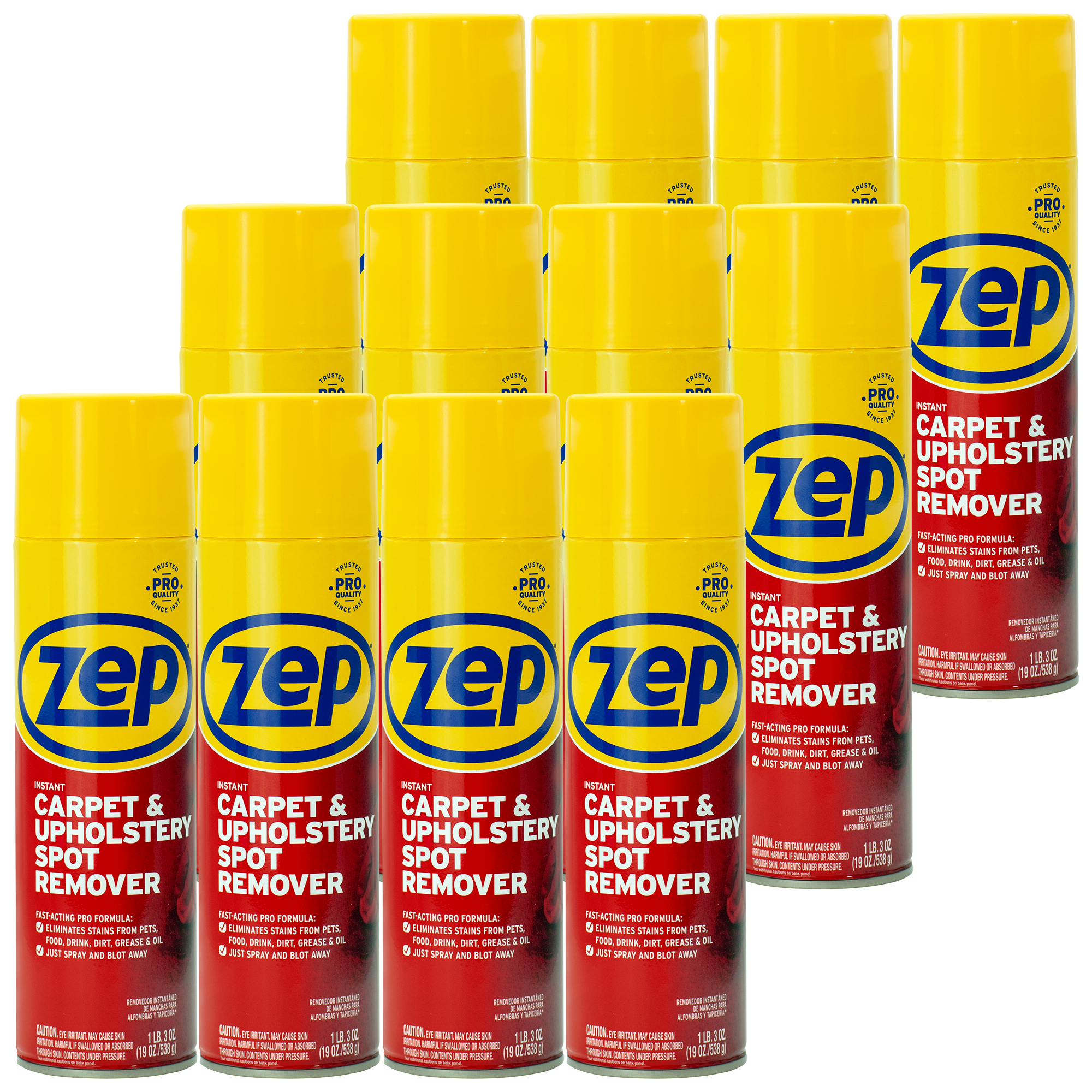 Zep Instant Carpet and Upholstery Spot Remover 19 oz (Case of 12) ZUSPOT19 - No Scrubbing