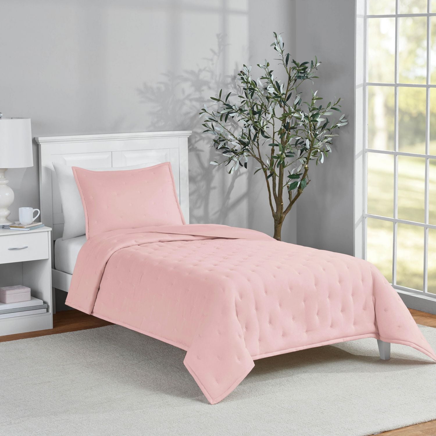 Mainstays 3-Piece Comforter Set, Pink Blush, Double Queen