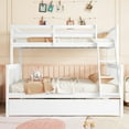 thumbnail image 2 of Euroco Twin over Full Bunk Bed with Trundle, Convertible Ladder and Guardrail, Detachable Wood Bed, White, 2 of 19