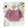 thumbnail image 5 of aturustex Infant Baby Boys Girls Cozy Knit Sweaters 0-9M Newborn Long Sleeve Pullover Lapel Collar Sweatshirts Contrast Color Thick Warm Knitwear Tops Toddler Fashion Casual Daily Fall Winter Clothes, 5 of 7