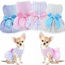 TELOLY Small Dogs Summer Cute Pet Puppy Dress 4 Pack Extra Small Dog Clothes Outfit Apparel Female Stitch Dog Costume