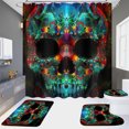 thumbnail image 1 of Juego de 4 cortinas de ducha de alta definición, impermeables, sin descarga, para baño, hotel, baño, cortina divisoria, calaveras de Halloween, 1 of 6