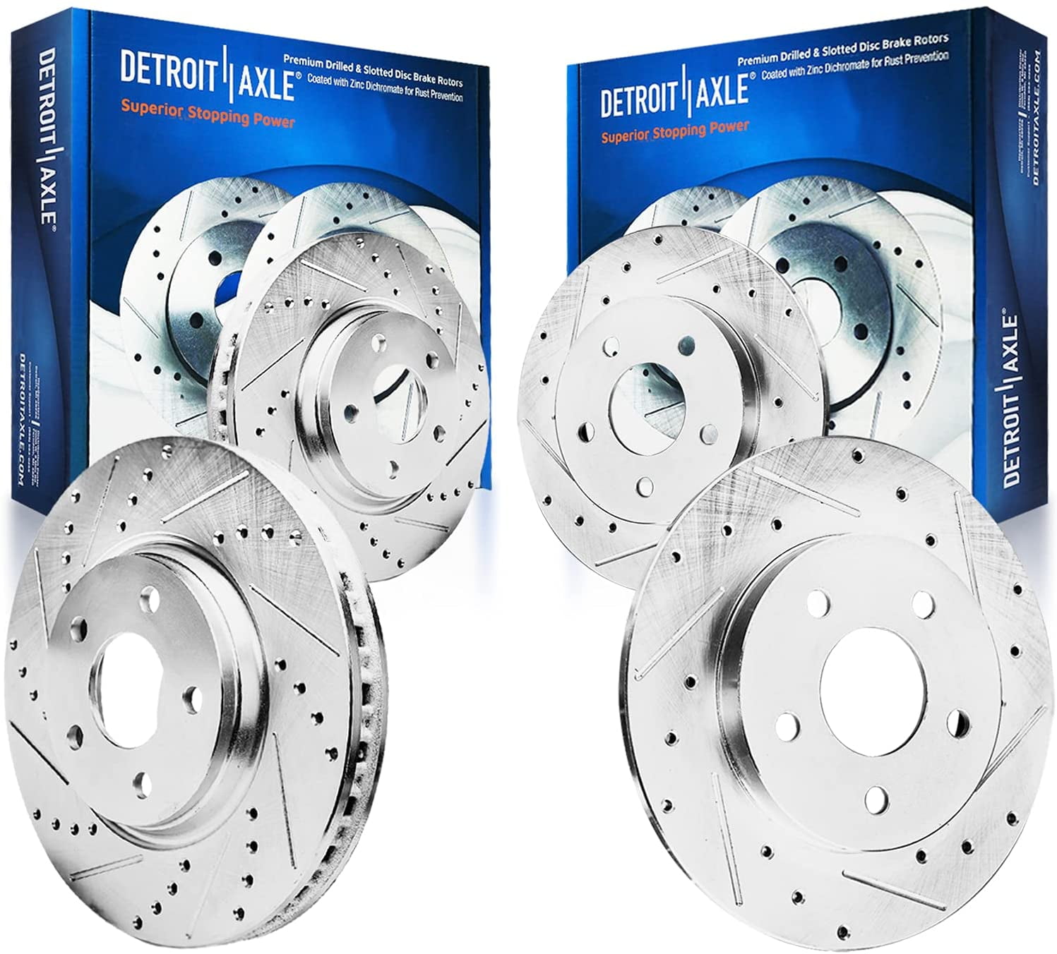 For 2006-2011 Buick Lucerne Cadillac DTS Front & Rear Drill Slot Brake Rotors