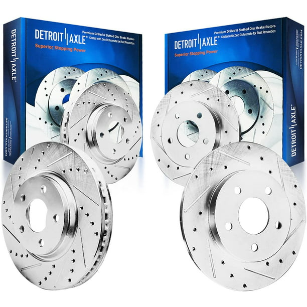Detroit Axle - All (4) Front and Rear Drilled and Slotted Disc Brake Kit  Rotors for 04-08 Ford Escape - [05-09 Mazda Tribute] - 05-08 Mercury Mariner