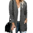 thumbnail image 1 of Fashnice Ladies Outwear Open Front Coat Long Sleeve Cardigan Sweater Loose Work Jacket Deep Gray 3XL, 1 of 2