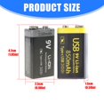 thumbnail image 4 of CUITING Type C Batterie Lithium 9V 6F22 800/1100mAh Rechargeable Parfaite pour Alarmes, 4 of 13