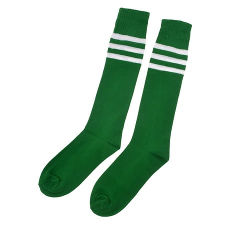 Mens Green White Acrylic Stretchy Cuff Striped Rugby Football