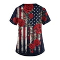 thumbnail image 2 of 250th Anniversary USA Scrub Tops Women American Flag Print Stretch V Neck Scrubs 4th of July Nurse Working Uniforms with Pockets, 2 of 4