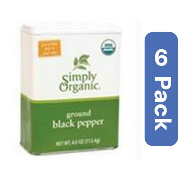 Simply Organic  Ground Black Pepper Tin - 6x4 Oz - Authentic Organic and Flavorful