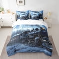 thumbnail image 2 of Erosebridal Black Train Bedding Sets Full Size 7-Piece, Steam Engine Comforter Sets with Sheets, Black Blue, Reversible, 2 of 5