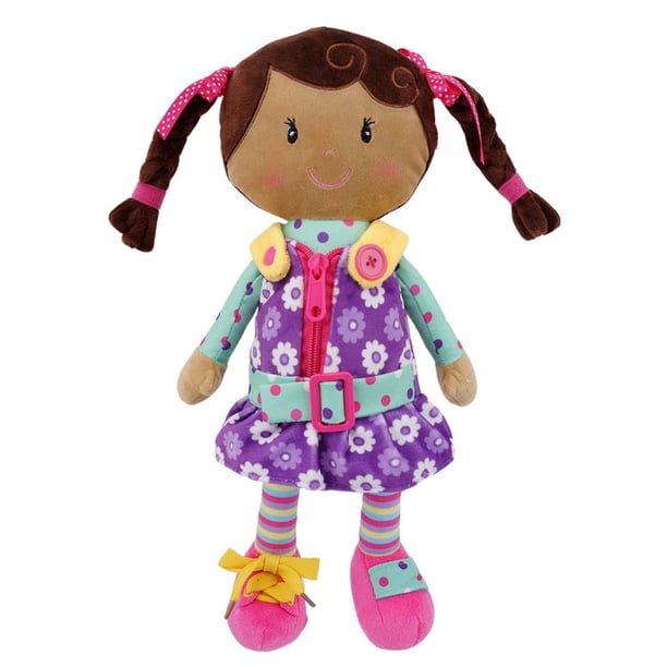 Snuggle Stuffs Muñeca de peluche Sugar Snap para aprender a vestir para niños pequeños - 15"" - Muñeca para niña de 2 años - Muñeca Montessori