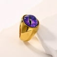 thumbnail image 4 of PAMTIER Unisex Stainless Steel Personality Vintage Punk Round Cut Eye of God Bloody Purple Gemstone Ring Hip Hop All Seeing Eye Band Size 7, 4 of 5