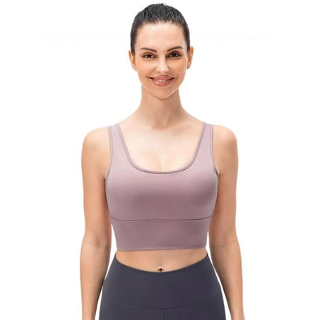 

Women s Double Sided Brocade Nude Yoga Bra Shockproof Gathering Sports Underwear Running Fitness Sports Vest light purple M