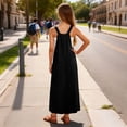 thumbnail image 5 of WOYY Girls Sleeveless Pinafore Dress Casual Loose Pocket Long Overall Dress, Black, Sizes 5-14, 5 of 6