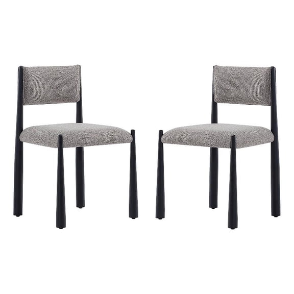 Lennor Mid-Century Modern Boucle Metal Side Chair in Mushroom - Set of 2