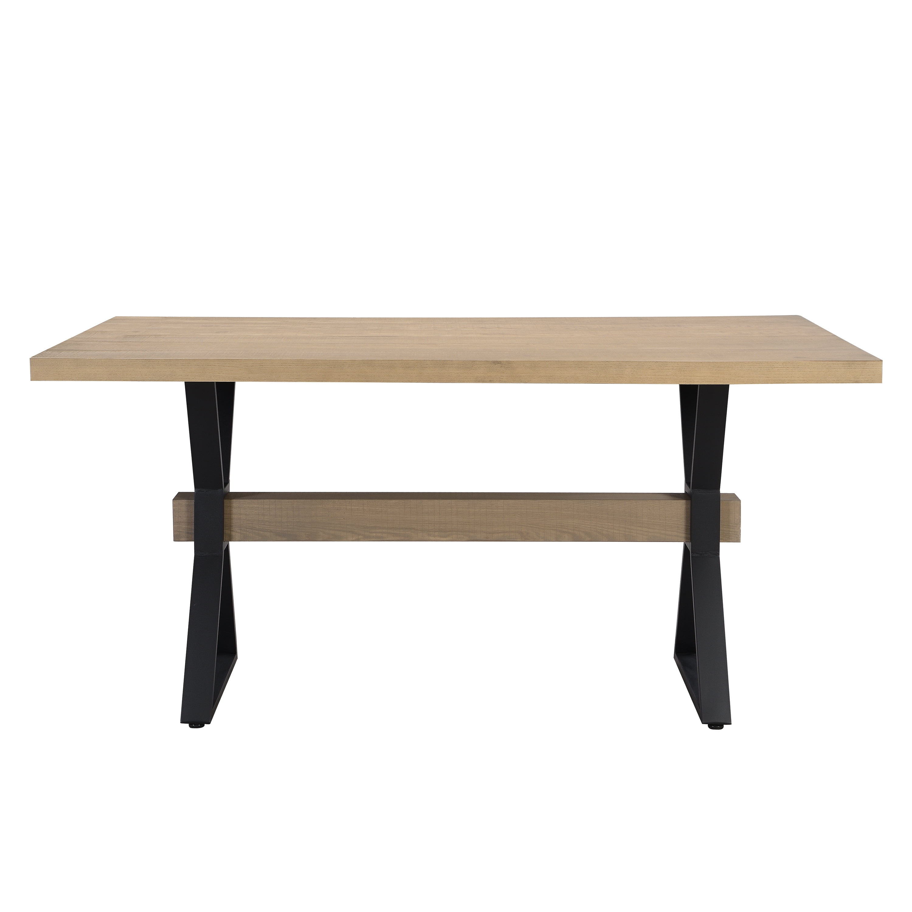 Euroco 63" Wood Rectangular Dining Table for 4-6, Kitchen Table with X-shaped Metal Legs for Kitchen Dining Room,Living Room,Natural Ash
