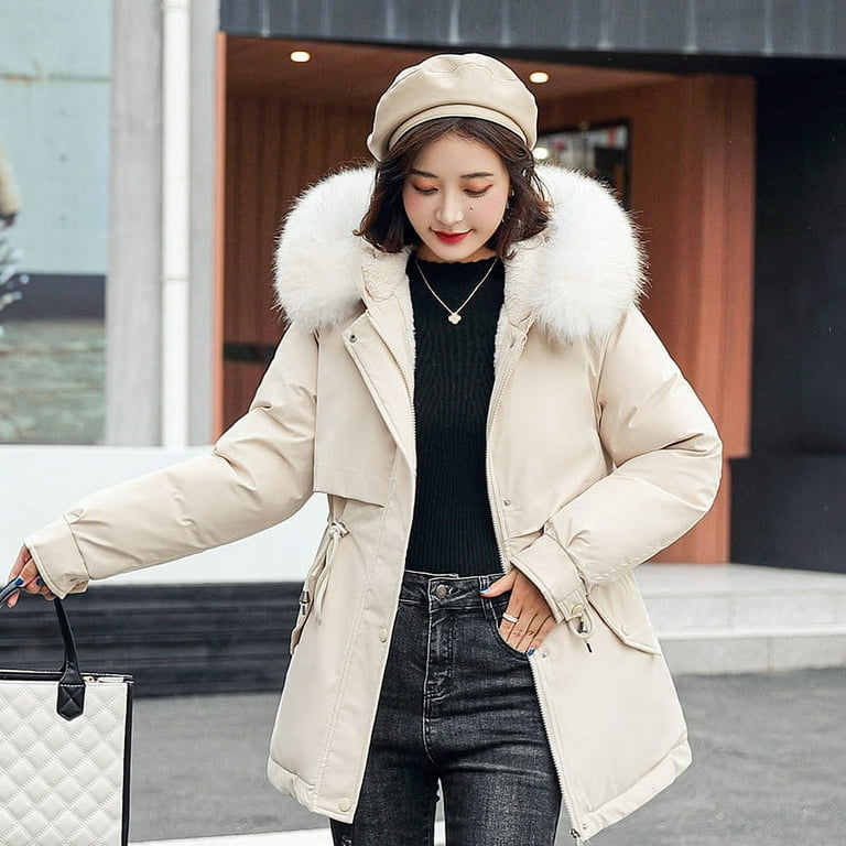 Women's Warm Thickened Overcoat Warm Trendy Winter Fleece Fashion Lined  Hooded Snow Coat Jacket Women's Sweater