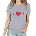 thumbnail image 2 of Kctiaxy Summer Shirts for Women Short-Sleeved Valentiness Shirts for Women Casual Crewneck Love Heart Print Graphic T Shirts, 2 of 7