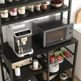 thumbnail image 3 of Bakers Rack With Power Outlet, Coffee Bar Station, Microwave Stand With Storage 6 Tiers Open Shelves, Industrial Microwave Rack for Kitchen Dining Living Room, Rustic Black, 3 of 7