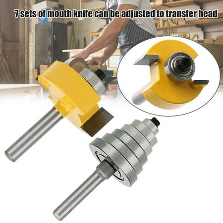 

VeliToy 1/4 Shank Carbide Steel Rabbet Router Bit with 7pcs Bearings Trimmer