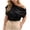 Black, variant on Trendy Asymmetrical Off Shoulder Short Sleeve Blouse Women's Casual Loose Fit Everyday Summer Top