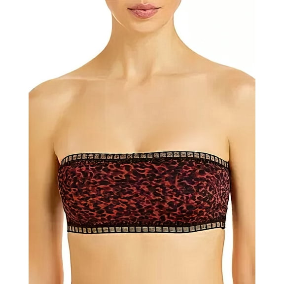 Platinum inspired by Solange Ferrarini Printed Crochet Bandeau Bikini Tops, Auburn, Small