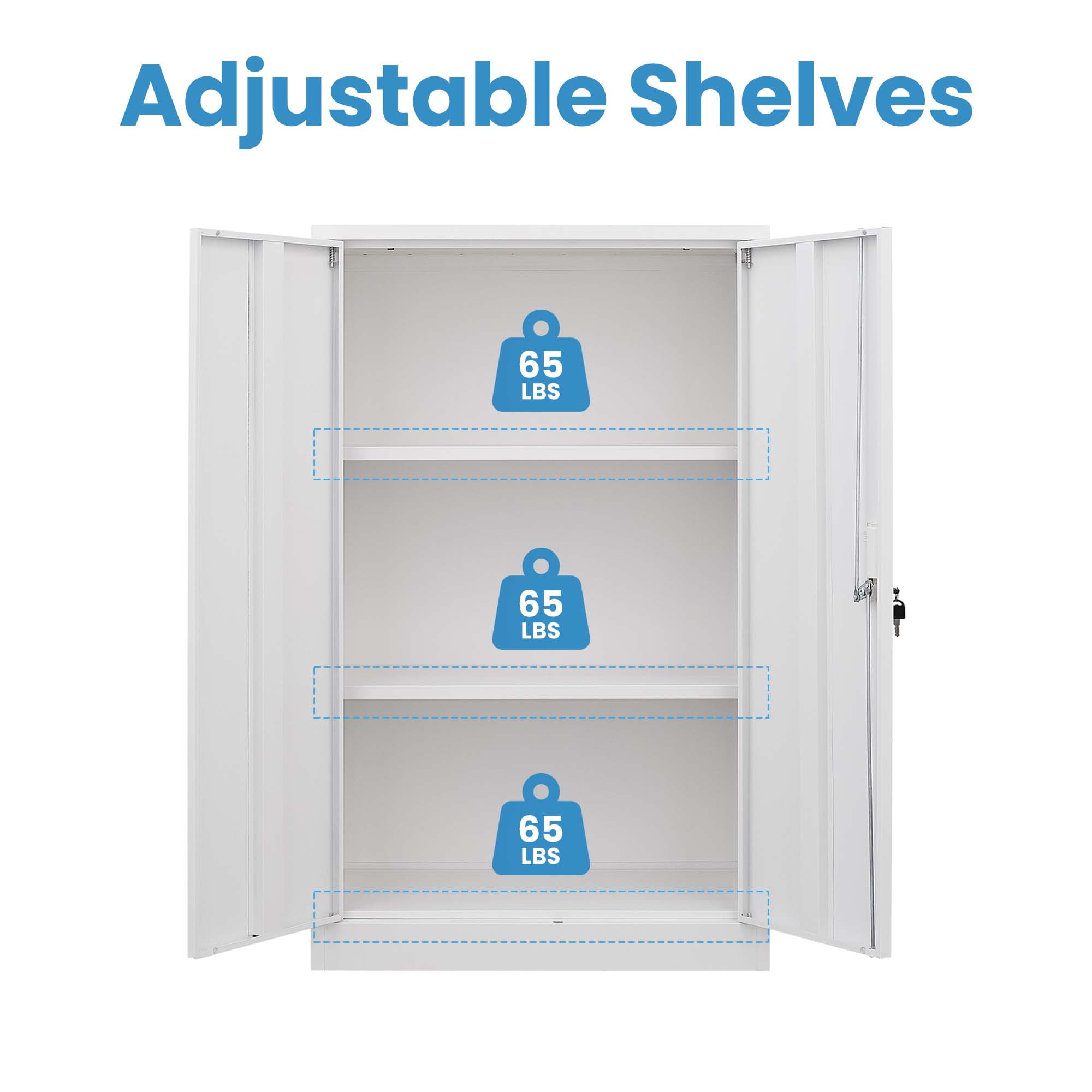 Aukfa 42" Tall Metal Garage Storage Cabinet,Utility Cabinets with Locking Doors and Adjustable Shelves, White
