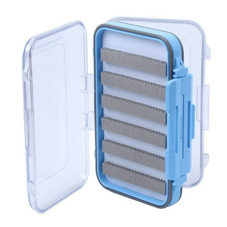 - Waterproof Plastic Fly Box Slit Foam Double Side Clear Fly Fishing Tackle Box Black Blue