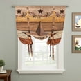 thumbnail image 2 of Western Texas Star Vintage Balloon Curtains for Living Room/French Door, Farmhouse Brown Wood Grain Tie Up Curtains 63 Inch Length Energy Saving Kitchen Curtains Shades for Windows 42"x63", 2 of 8
