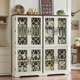 thumbnail image 5 of Joaxswe Vertical Buffet Cabinet with Glass Doors and Storage Shelves, Sideboard Cupboard for Dining Room, White, 5 of 9